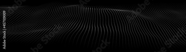 Fototapeta Abstract digital wave of particles. Network connection structure. Futuristic point wave. Large amount of data. Abstract background. Vector