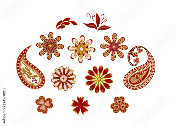 Obraz Vector decorative design Paisley, floral elements.
