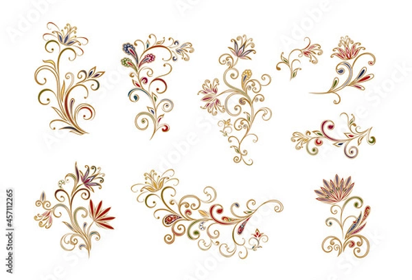 Obraz Vector decorative design Paisley, floral elements.