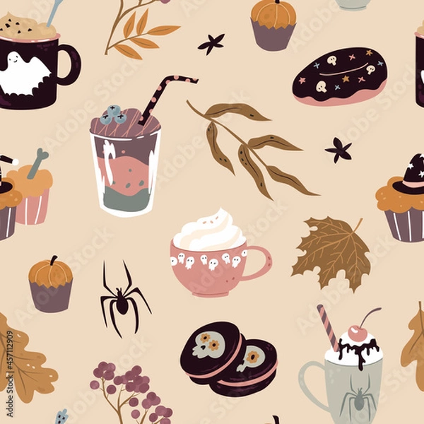 Fototapeta Seamless Pattern with Sweets for Halloween.