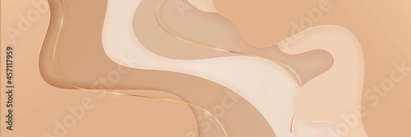 Fototapeta Abstract luxuri background in the style of cut paper with gold stripes. Design for a wedding, flyer, banner