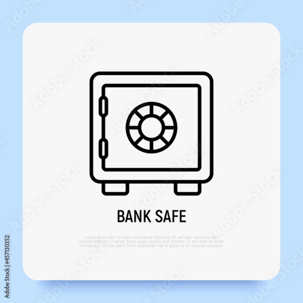 Fototapeta Bank safe thin line icon, symbol of security and protection. Modern vector illustration.