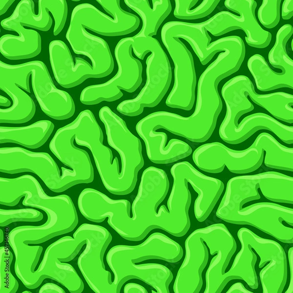 Fototapeta Seamless pattern with green zombie brain. Halloween background