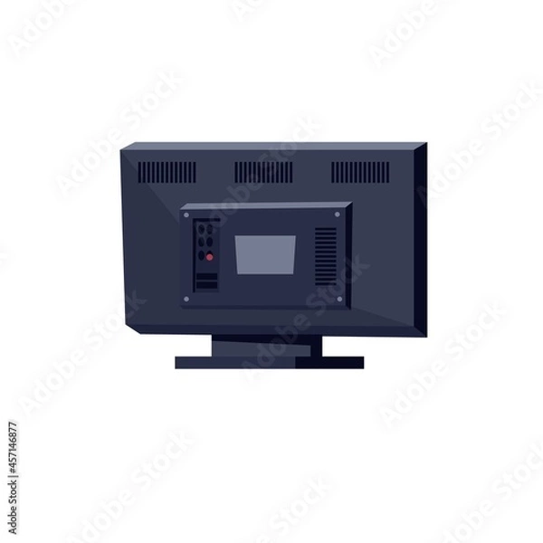 Fototapeta Vector flat cartoon TV back view isolated on empty background-electronic equipment,home appliances and modern digital technologies concept,web site banner ad design