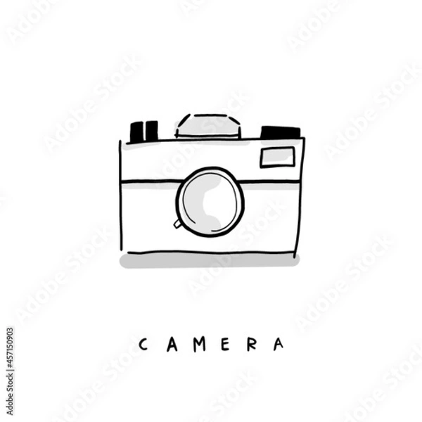 Obraz Vector Illustration of Camera Photography in Black and White Background. hand-drawn icon
