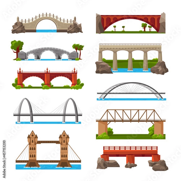 Fototapeta Bridges Cartoon Icon Set