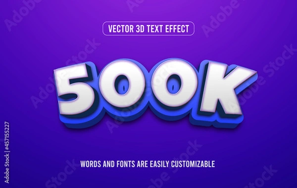 Fototapeta 500k subscriber 3d editable text effect style