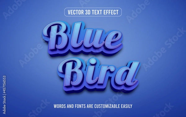 Obraz Blue bird 3d editable text effect style
