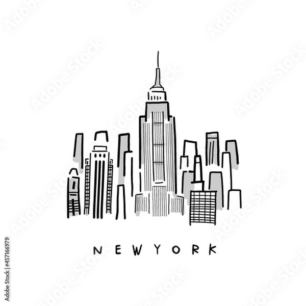 Fototapeta vector sketch hand drawing of new york city. Icon graphic for poster, map and t-shirt 