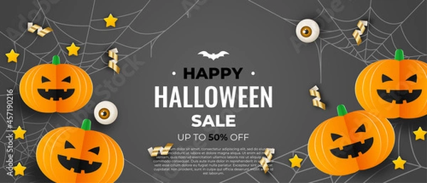 Obraz halloween background with pumpkins