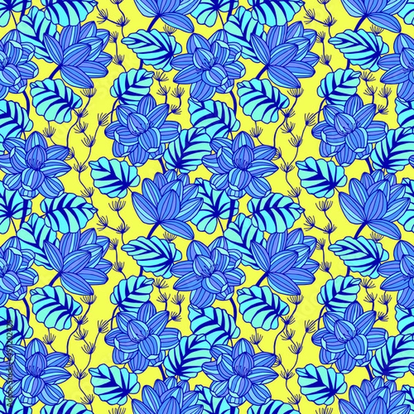 Obraz Decorative flowers seamless pattern. Vector stock illustration eps10. 