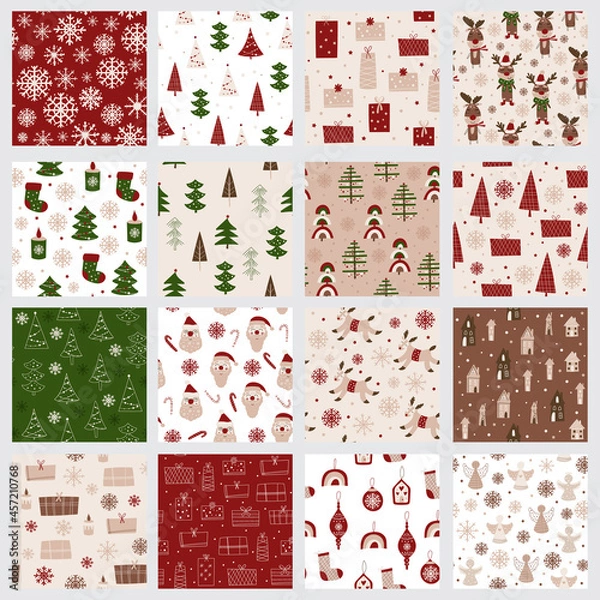 Fototapeta Christmas Pattern collection.  Vector illustration.