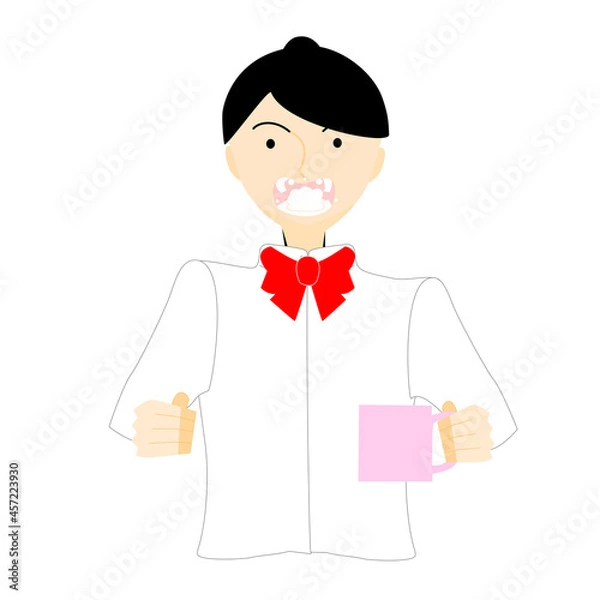 Obraz うがいをするポニーテールの女学生