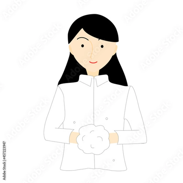 Obraz 手を洗う長髪の女性