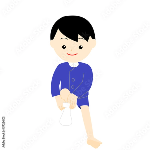 Obraz 靴下をはく制服姿の男の子