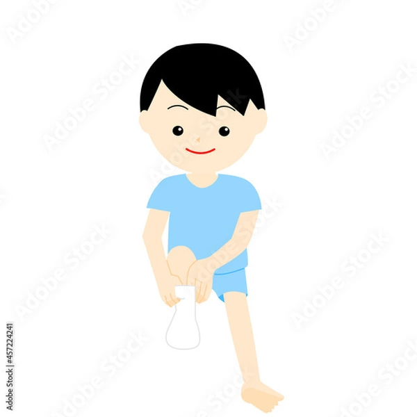 Obraz 靴下をはく男の子