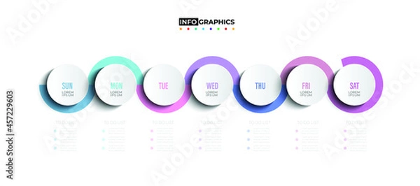 Fototapeta Minimal to do list and partition Color gradient chart origami paper color info-graphic template for diagram presentation chart and business concept with 5 element options