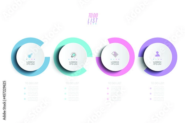 Fototapeta Minimal to do list and partition Color gradient chart origami paper color info-graphic template for diagram presentation chart and business concept with 5 element options