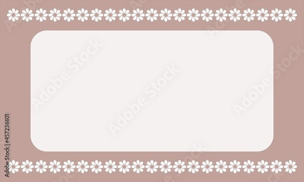 Fototapeta ベージュのフレームに白い花