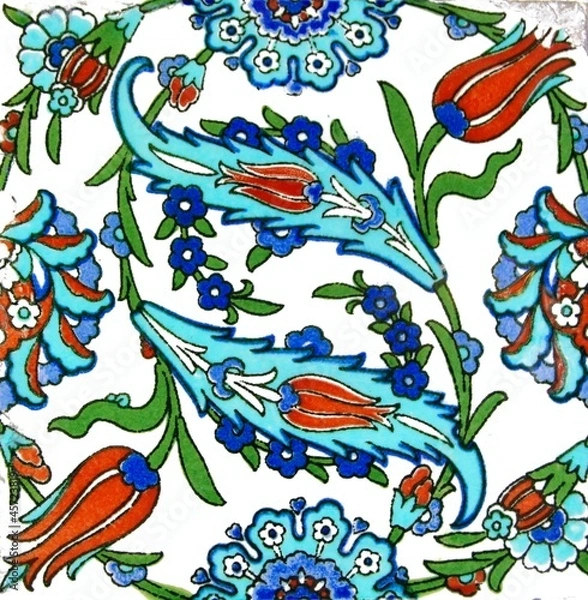 Obraz Floral pattern on old Turkish tiles
