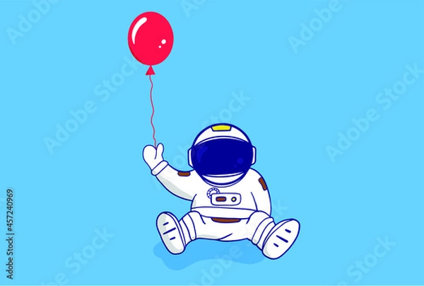 Obraz cute astronaut holding red balloon premium vector