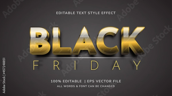 Fototapeta Black friday editable 3d gold vector text style effect. Editable illustrator text style.