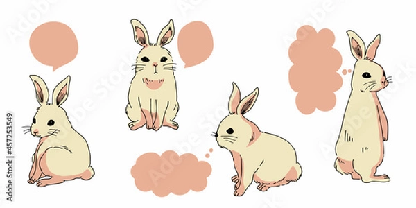 Fototapeta 可愛いうさぎの吹き出しアイコン