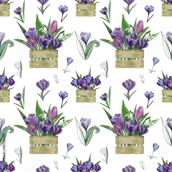 Fototapeta Spring flowers. Seamles pattern.