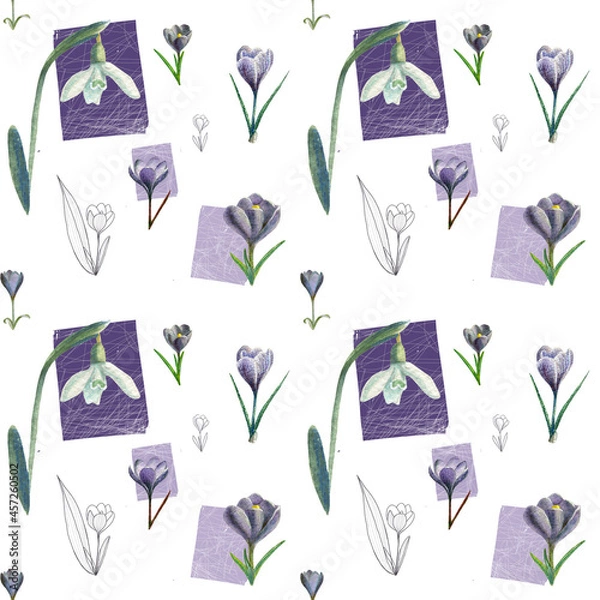 Fototapeta Spring flowers. Seamles pattern.