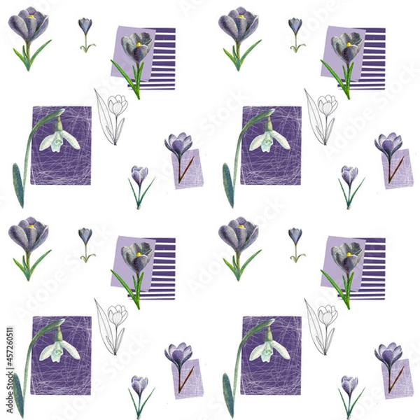 Fototapeta Spring flowers. Seamles pattern.