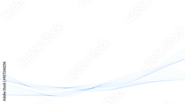 Fototapeta 背景素材 澄んだそよ風の様な癒される青い滑らかな曲線のフレームデザイン ベクター