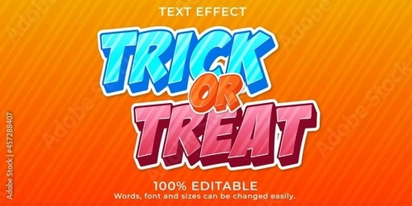 Obraz Trick or treat text effect design for halloween themes concept