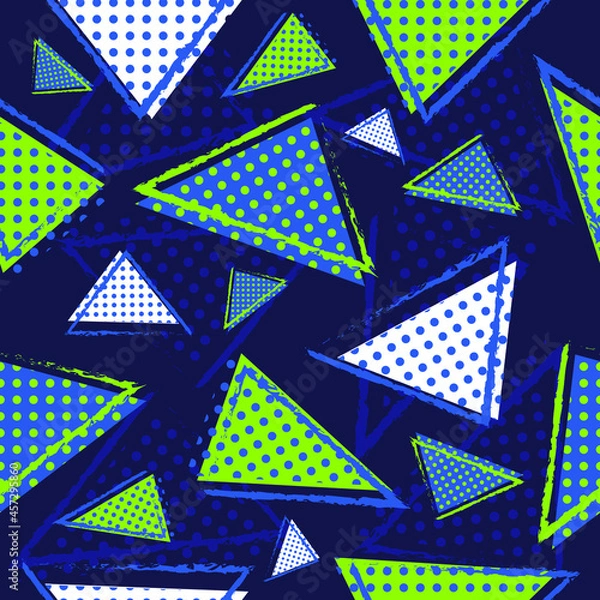 Obraz colorful grunge triangle seamless pattern with dark blue background
