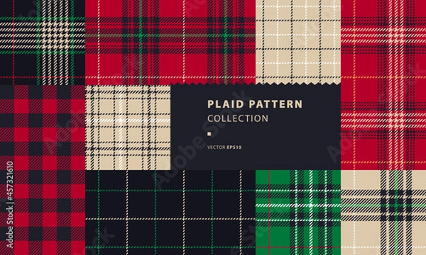 Fototapeta Plaid pattern collection with Buffalo check
