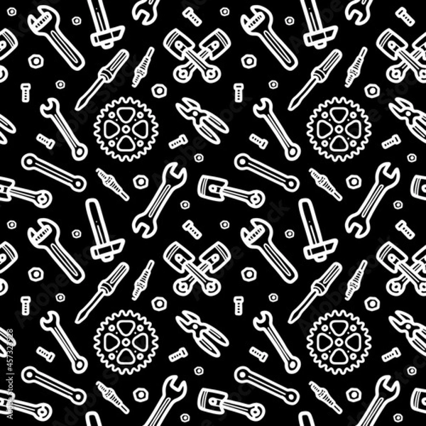 Obraz Seamless pattern with automotive equipment icons