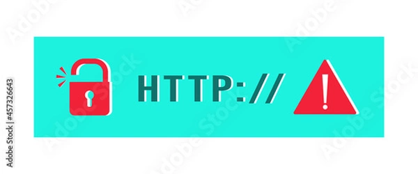 Obraz Fake Phishing website. The address bar of the fake website. The concept of cybercrime, Internet fraud, phishing scam. Vector illustration 