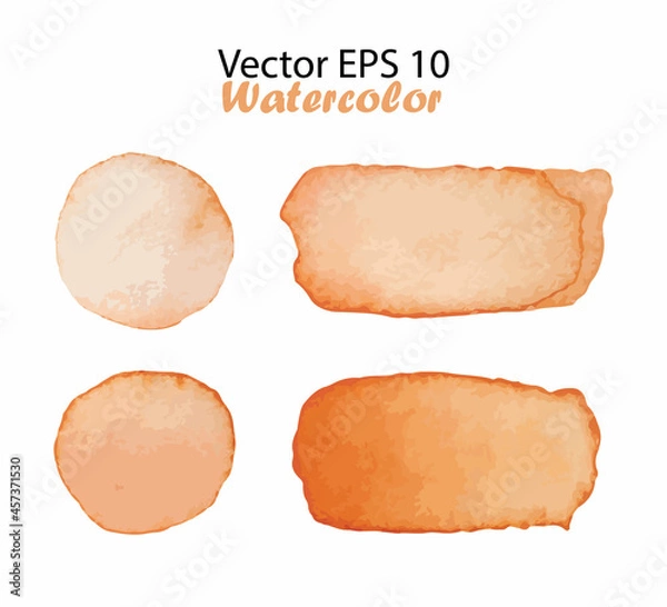Fototapeta Vector Watercolor Stripes and Blots Illustration isolated on white background. Orange Color Brush Stripe and Dot