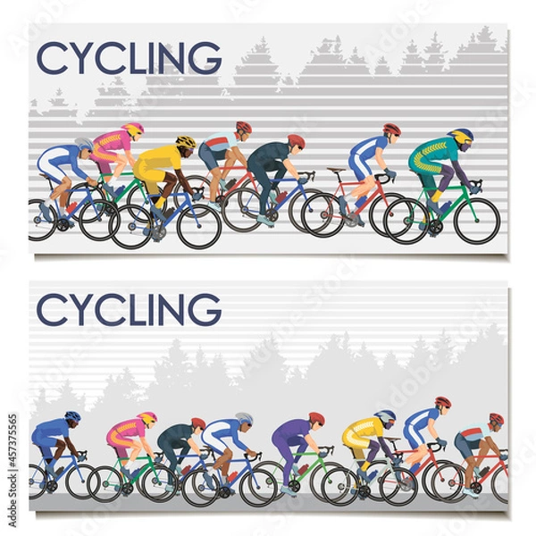 Fototapeta Vector postcards with cyclists