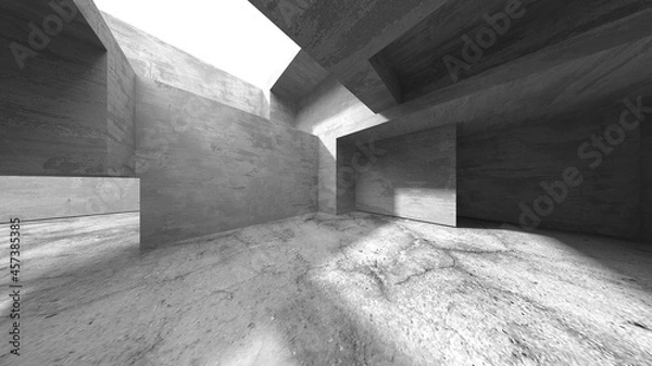 Fototapeta Dark Concrete Wall Architecture. Empty Room