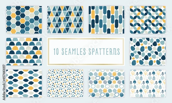 Obraz カラフルな北欧風アブストラクトシームレスパターン　セット