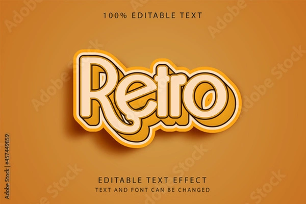 Obraz Retro,3 dimension editable text effect yellow gradation retro style effect