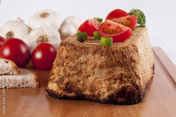 Obraz Fresh chicken pate with vegetables and herbs