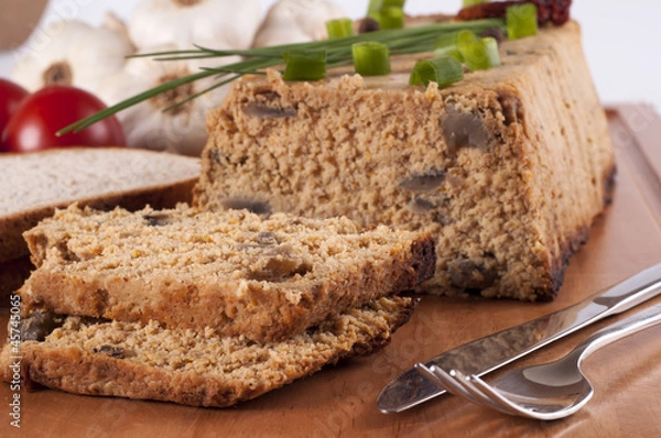 Obraz Fresh chicken pate with vegetables and herbs