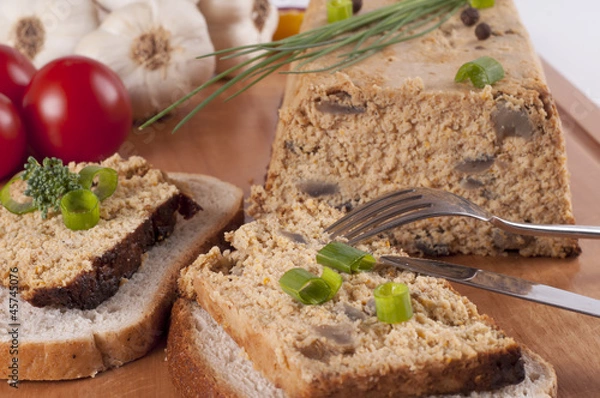 Obraz Fresh chicken pate with vegetables and herbs