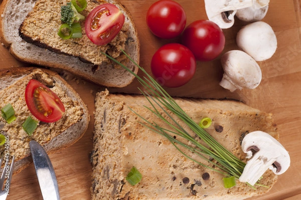 Obraz Fresh chicken pate with vegetables and herbs