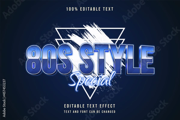 Fototapeta 80s style special,3 dimensions editable text effect blue gradation neon text style