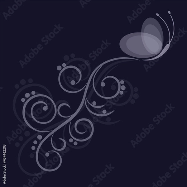 Fototapeta butterfly in flight beautiful swirls print vector image design