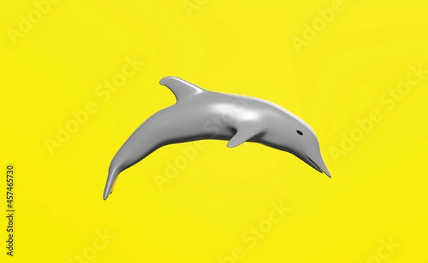 Fototapeta grey dolphins jumping isolated on yellow background.concept 3d illustration,3d render