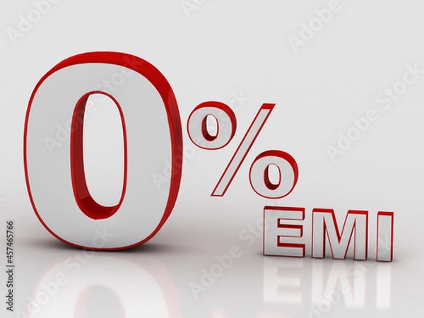 Fototapeta 3d rendering zero percentage word EMI