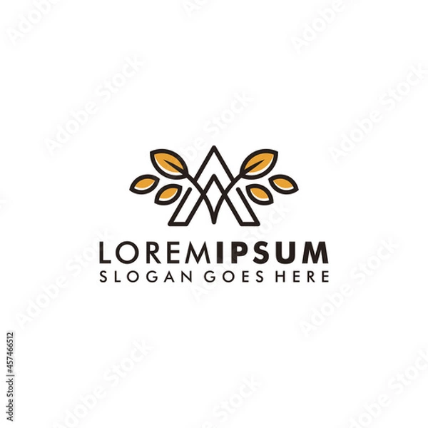 Obraz Letter A leaf logo template nature icon symbol vector logotype